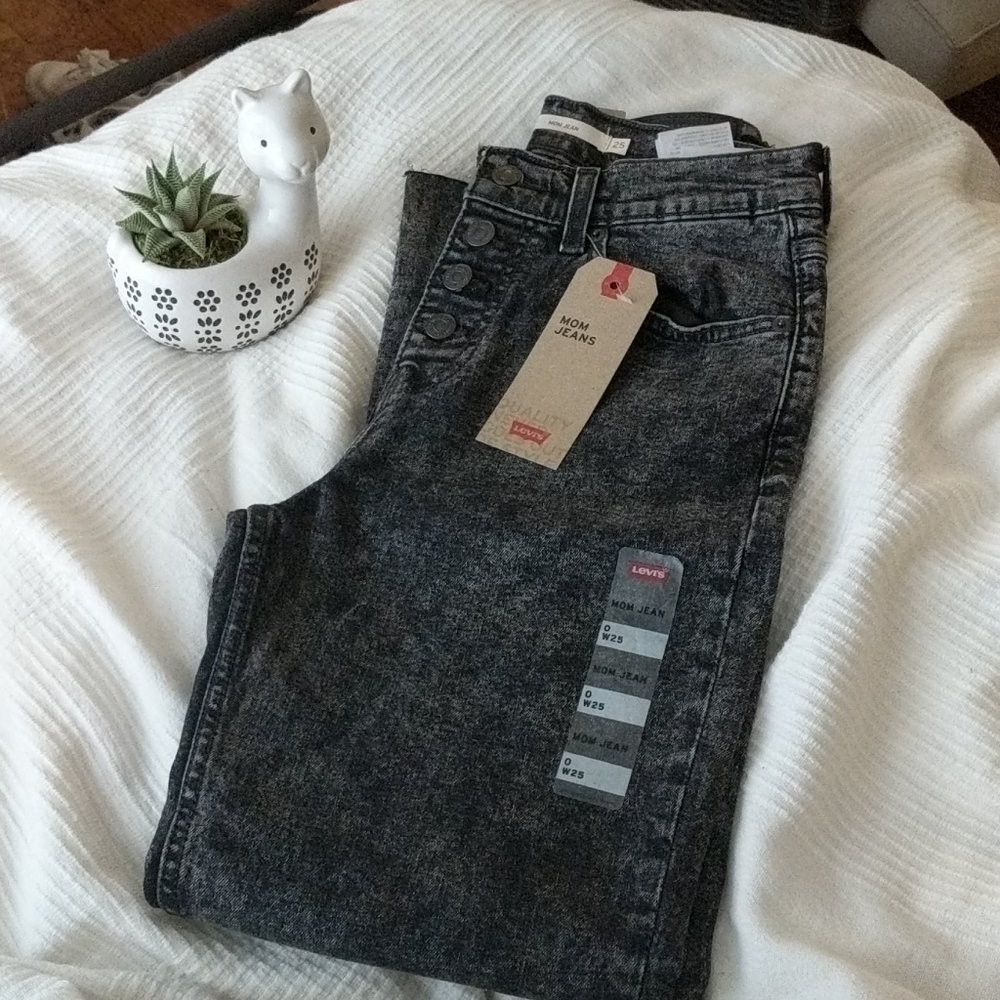 👖Acid Wash Dark Grey Mom Jeans LEVI'S 👖